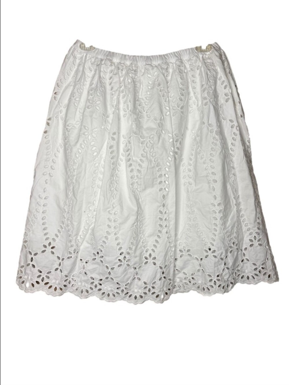 Frank & Eileen Gracie White Cotton Eyelet Midi Skirt Size Large - Picture 5 of 7